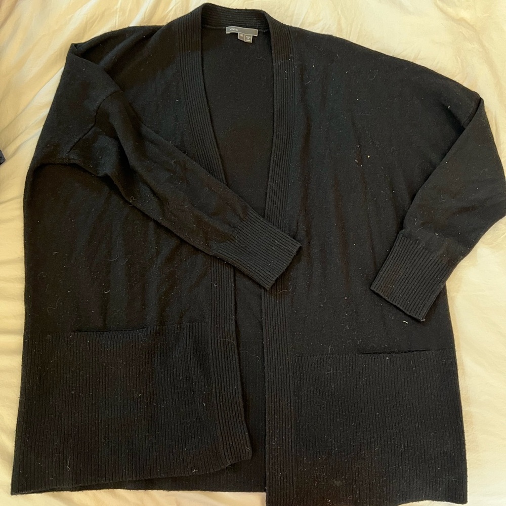 Vince Rib Trim Cashmere Cardigan